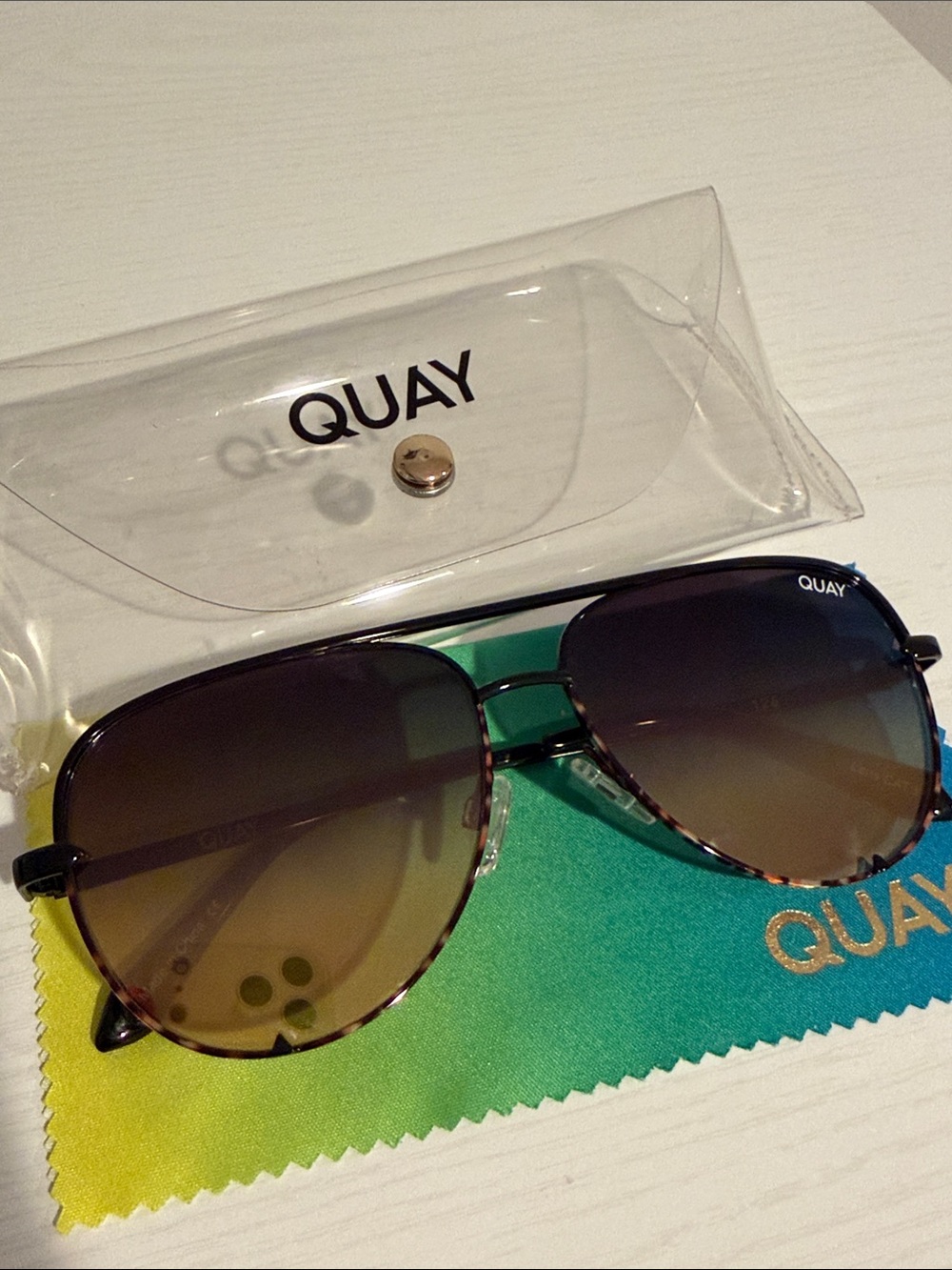 Quay Australia Tortoiseshell Aviator Sunglasses with Brown Gradient Lenses